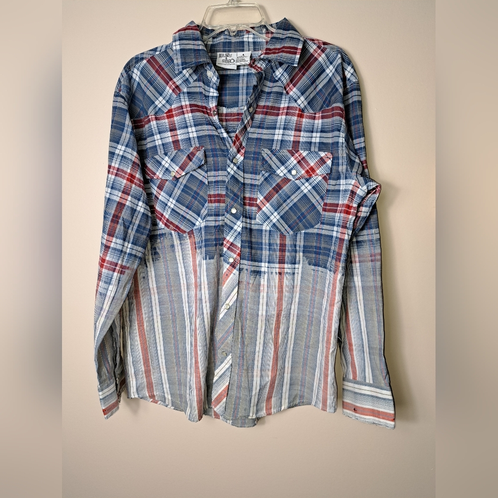 Bling A Gogo Large Red White Blue Hey Good Lookin'  Western Snap Front Shirt